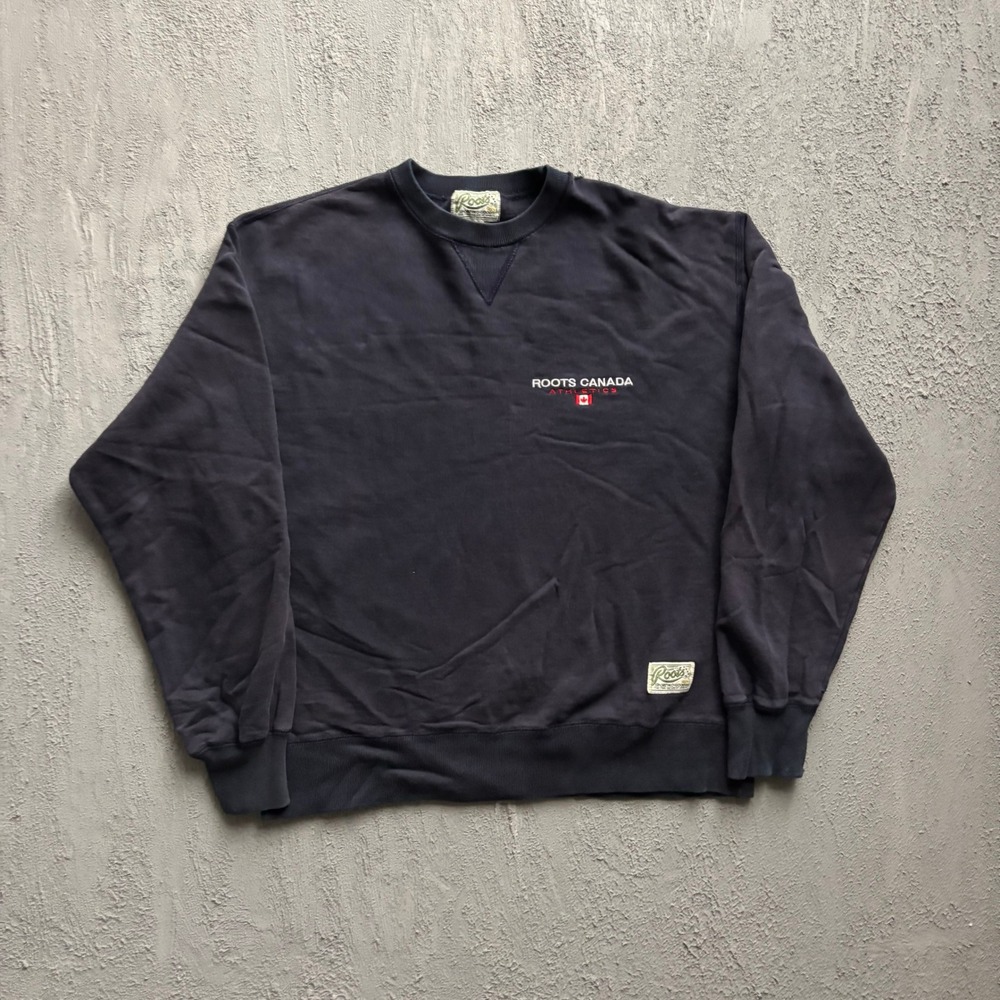 Vintage Roots Canada Sweatshirt Mens Large Navy Blue 90s